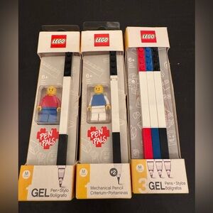 Santoki LEGO Pen Pals Bundle: 4 Gel Pens 1 Mechanical Pencil 2 Minifigs